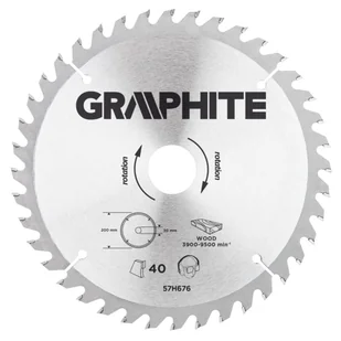 Graphite tarcza do drewna 200mm 40 zębów widia 57H676 - Tarcze do pił - miniaturka - grafika 2