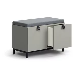Siedzisko ze schowkami QBUS, nóżki, uchwyty, 534x800x420 mm, czarny, jasnoszary, szara poduszka - Szafy biurowe Siedzisko ze schowkami QBUS, nóżki, uchwyty, 534x800x420 mm, czarny, jasnoszary, szara poduszka - Szafy biurowe - miniaturka - grafika 1