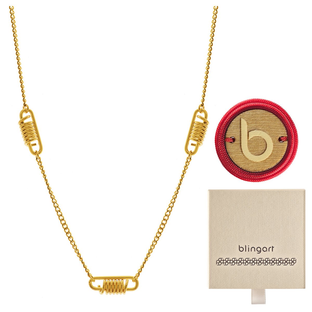 Naszyjnik męski stal chirurgiczna złoty pancerka spirala BLINGART