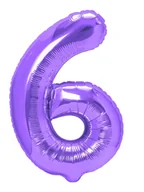 Balony i akcesoria - Balon Foliowy Cyfra 6 Fioletowa 40 " - miniaturka - grafika 1