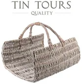 Akcesoria kominkowe - DUŻY SZARY WIKLINOWY KOSZ KOMINKOWY 46x42x27/40 cm - miniaturka - grafika 1