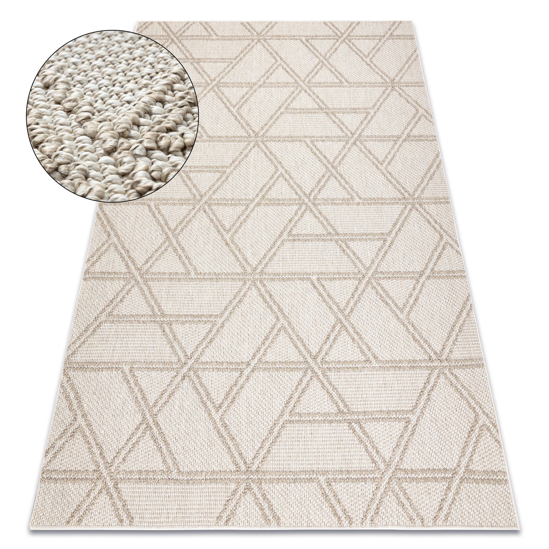 Dywan JERSEY 19241 beż - Romby, geometryczny pętelkowy, strukturalny BOHO beżowy 120x170 cm