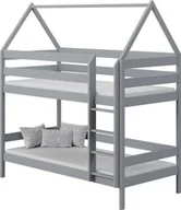 Łóżka dla dzieci i młodzieży - Elior Szare łóżko piętrowe dla dzieci z drabinką - Zuzu 3X 190x80 cm - miniaturka - grafika 1