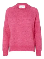 Swetry damskie - SELECTED FEMME Damski sweter z mieszanki wełny alpaki, fuksja, purpurowy, XL - miniaturka - grafika 1