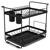 Suszarki do naczyń - Suszarka do naczyń, 2 poziomy, Massido, 44x31x39 cm, czarny - miniaturka - grafika 1