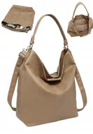 Torebki damskie - Torebka Damska na Ramię Worek Shopper LUIGISANTO Ciemna Beżowa Format A4 - miniaturka - grafika 1