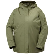 Kurtki i kamizelki sportowe damskie - Helly Hansen Seven J Plus, kurtka przeciwdeszczowa, damska, plus size, zielona - miniaturka - grafika 1