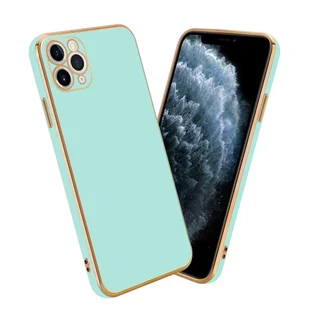 Pokrowiec Do Apple iPhone 12 PRO MAX Etui w Glossy Miętowa Zielona - Złoto TPU Silikonowe Obudowa Case Cover Cadorabo - Etui i futerały do telefonów - miniaturka - grafika 1