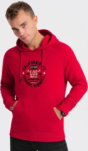 Ombre Bluza męska kangurka z nadrukiem - czerwona V2 OM-SSPS-0151 XL - Bluzy męskie - miniaturka - grafika 1