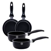 Zestawy garnków i patelni - Zestaw rondli i patelni MG Home Mini, 4 elementy, czarne - miniaturka - grafika 1