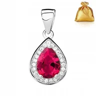 Biżuteria dla dzieci - Rubin owy Kryształ Z Cyrkoniami Srebro Próby 925 Rodowana - miniaturka - grafika 1