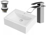 Umywalki - Umywalka Ceramiczna + Bateria + Korek Zestaw Chrom - miniaturka - grafika 1