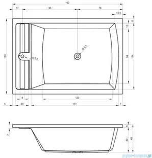 Riho Limited Anna wanna prostokątna 190x130cm z hydromasażem THERMAE LINE prawa B065004005 - Wanny z hydromasażem - miniaturka - grafika 2
