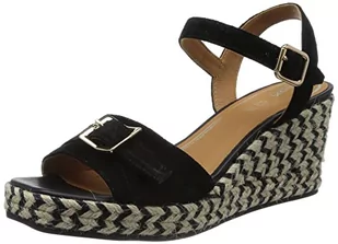 Geox Damskie sandały D PANAREA espadryle Wedge Sandal, czarne, 37,5 EU, czarny, 37.5 EU - Espadryle damskie - miniaturka - grafika 1