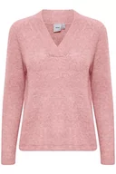 Swetry damskie - ICHI Damski sweter Ihkamara V Ls, 142305 / różowy Nectar, L - miniaturka - grafika 1