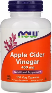 NOW FOODS Apple Cider Vinegar 450mg (Ocet Jabłkowy) 180 Kapsułek wegetariańskich - Produkty wegańskie i wegetariańskie - miniaturka - grafika 1