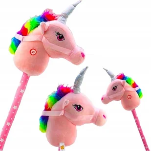 Koń Na Kijku Hobby Horse Różowy Głowa Konia Na Kiju Z Dźwiękiem - Maskotki i pluszaki - miniaturka - grafika 1