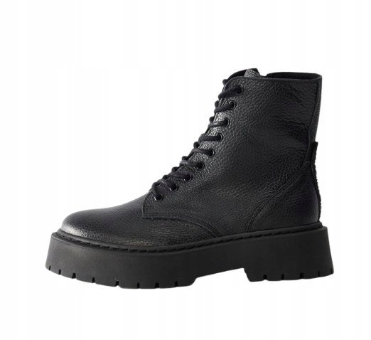 STEVE MADDEN CZARNE BOTKI Z NADRUKIEM NA PODESZWIE I SKÓRZANE 37 4AA