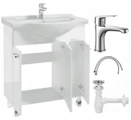 Szafki łazienkowe - Szafka łazienkowa z umywalką baterią i syfonem 75 Stojąca biały połysk - miniaturka - grafika 1