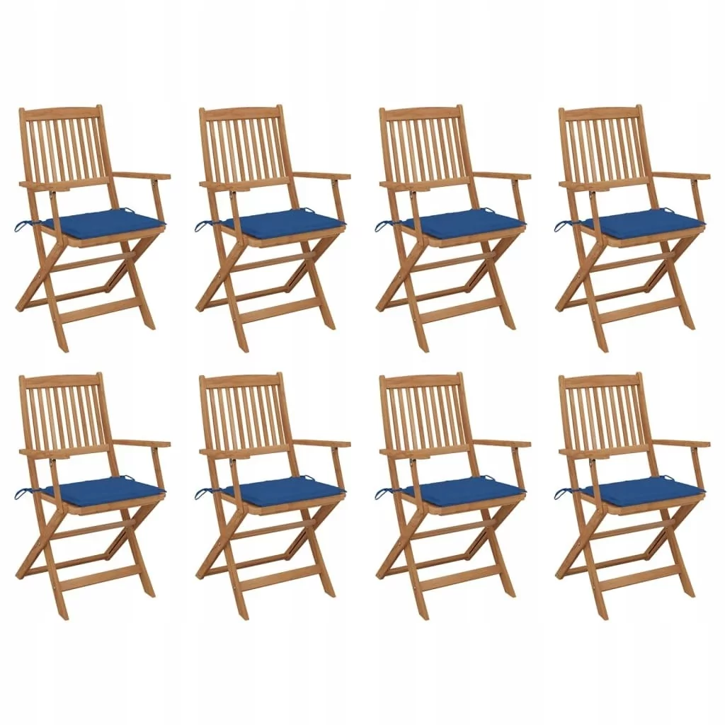 vidaXL Lumarko Składane krzesła ogrodowe z poduszkami, 8 szt., drewno akacjowe! 3075095
