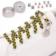 Akcesoria obuwnicze - Sznurowadła elastyczne gumowe czarno żółte pepitka - miniaturka - grafika 1