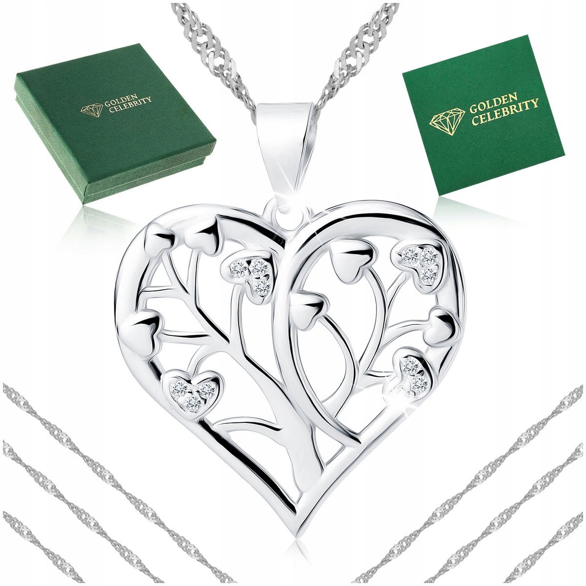 Srebrny Naszyjnik Serce 925 Prezent Dla Kobiety, Żony, Mamy, Córki, Babci