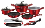 Zestawy garnków i patelni - Czerwony zestaw garnków na indukcję 14 elementów S8-F84 - miniaturka - grafika 1