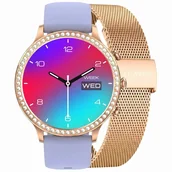 Smartwatch - Gravity GT5-7 Fioletowy, Złoty - miniaturka - grafika 1