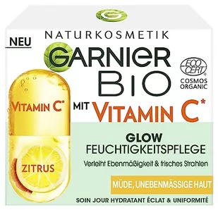 Garnier Krem na dzień z witaminą C dla promiennej cery, orzeźwiający i ujędrniający krem nawilżający przeciwko zmęczonej i nierównej skórze, Bio Glow, 50 ml - Kremy do twarzy - miniaturka - grafika 1
