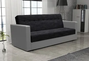 Nowoczesna sofa rozkładana MALIN, czarna + szara skóra ekologiczna - Sofy i kanapy - miniaturka - grafika 1