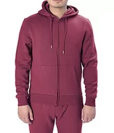 Bluzy męskie - M17 Męska bluza z kapturem, z pełnym zamkiem, casualowa, klasyczna, gładka, z długim rękawem (M, denim), Burgundy Red, XL - miniaturka - grafika 1