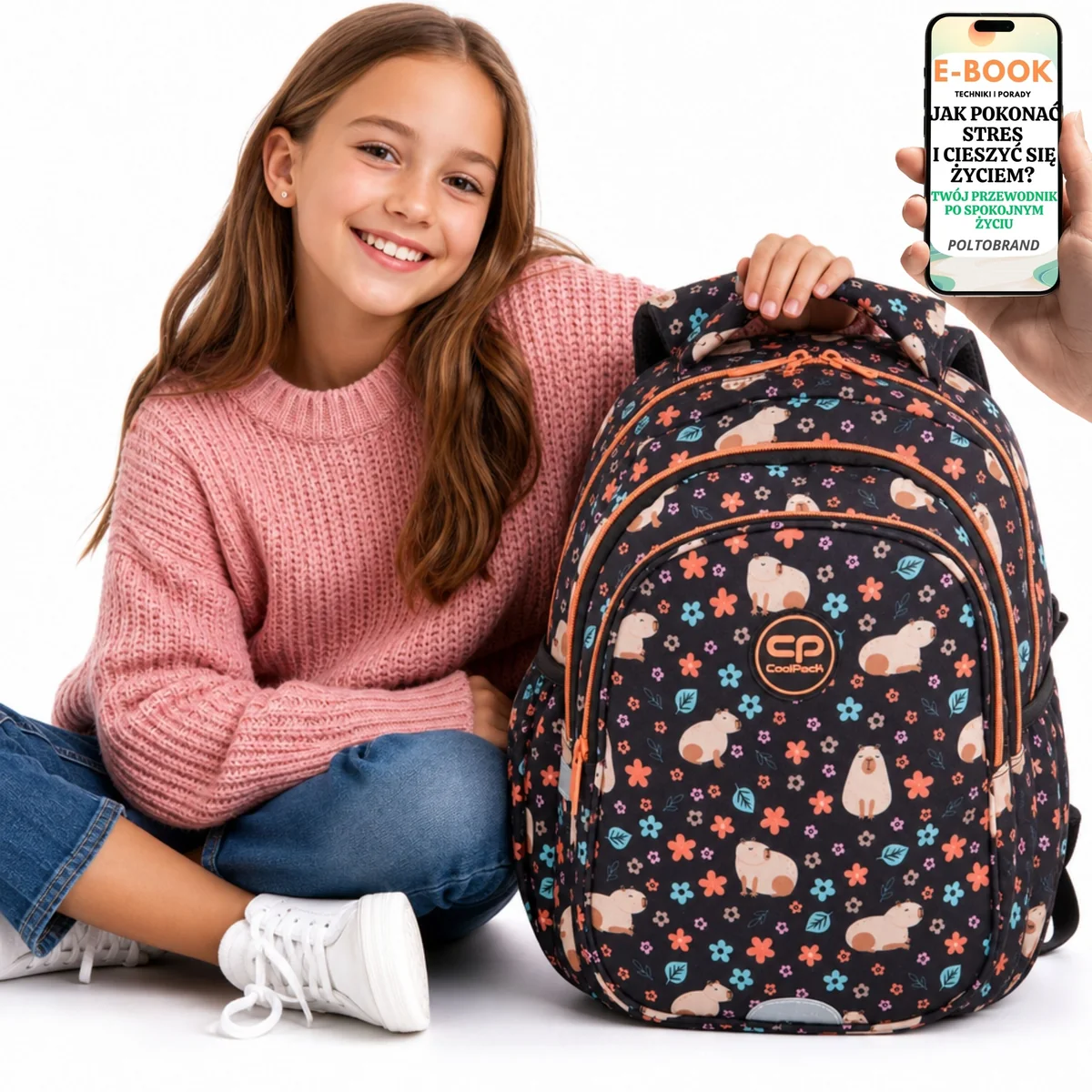 PLECAK dla DZIEWCZYNKI CHŁOPCA KAPIBARA CoolPack 21L Szkolny A4 Jerry + E-BOOK-1