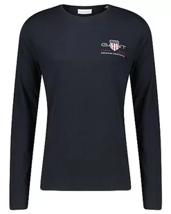 GANT Męski T-Shirt Reg Medium Archive Shield Ls T, czarny, XXL - Koszulki męskie - miniaturka - grafika 1
