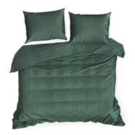 Pościel - Pościel satynowa VERA 200x220 Eurofirany ciemnozielona w prążki - miniaturka - grafika 1