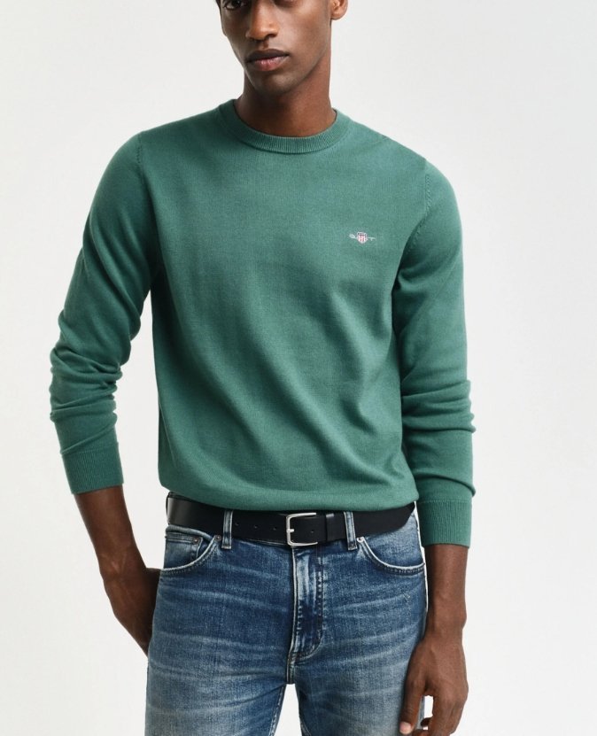 GANT SWETER MĘSKI ZIELONY Z LOGO CASUAL L 1JMD