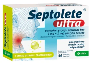KRKA Septolete ultra o sm.cytryny i czarn.bzu - Suplementy diety - miniaturka - grafika 1