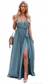 Sukienki - DŁUGA SUKIENKA MAXI SUKNIA Z ROZPORKIEM NIEBIESKA - miniaturka - grafika 1