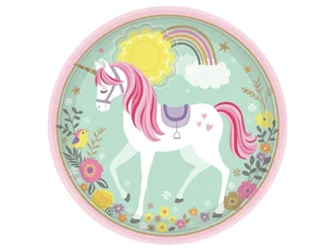 Talerzyki urodzinowe Magiczny Jednorożec - 23 cm - 8 szt. - Dekoracje i nakrycia stołu na imprezę - miniaturka - grafika 1
