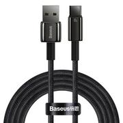 Kable USB - Baseus Tungsten Gold kabel USB-A - USB-C 480Mb/s 100W 2m czarny CAWJ000101 - miniaturka - grafika 1