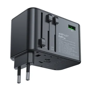 Uniwersalna ładowarka podróżna GaN 2x USB-A 3x USB-C wtyczki UK EU USA AUS czarna - Ładowarki do telefonów - miniaturka - grafika 1