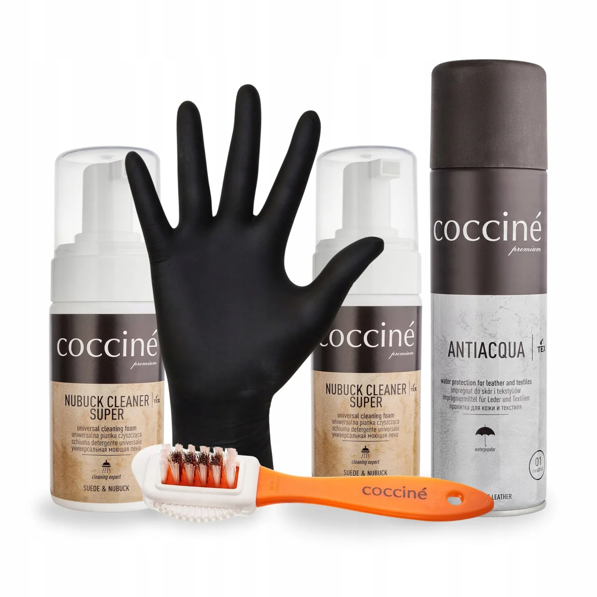 Cleaner do Nubuku x2 z Impregnatem i Akcesoriami Coccine Zestaw 5w1