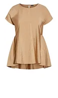 Koszule damskie - CITY CHIC Damska koszula plus size top z falbanką Hi Lo, Piasek, 40-Du?e rozmiary - miniaturka - grafika 1