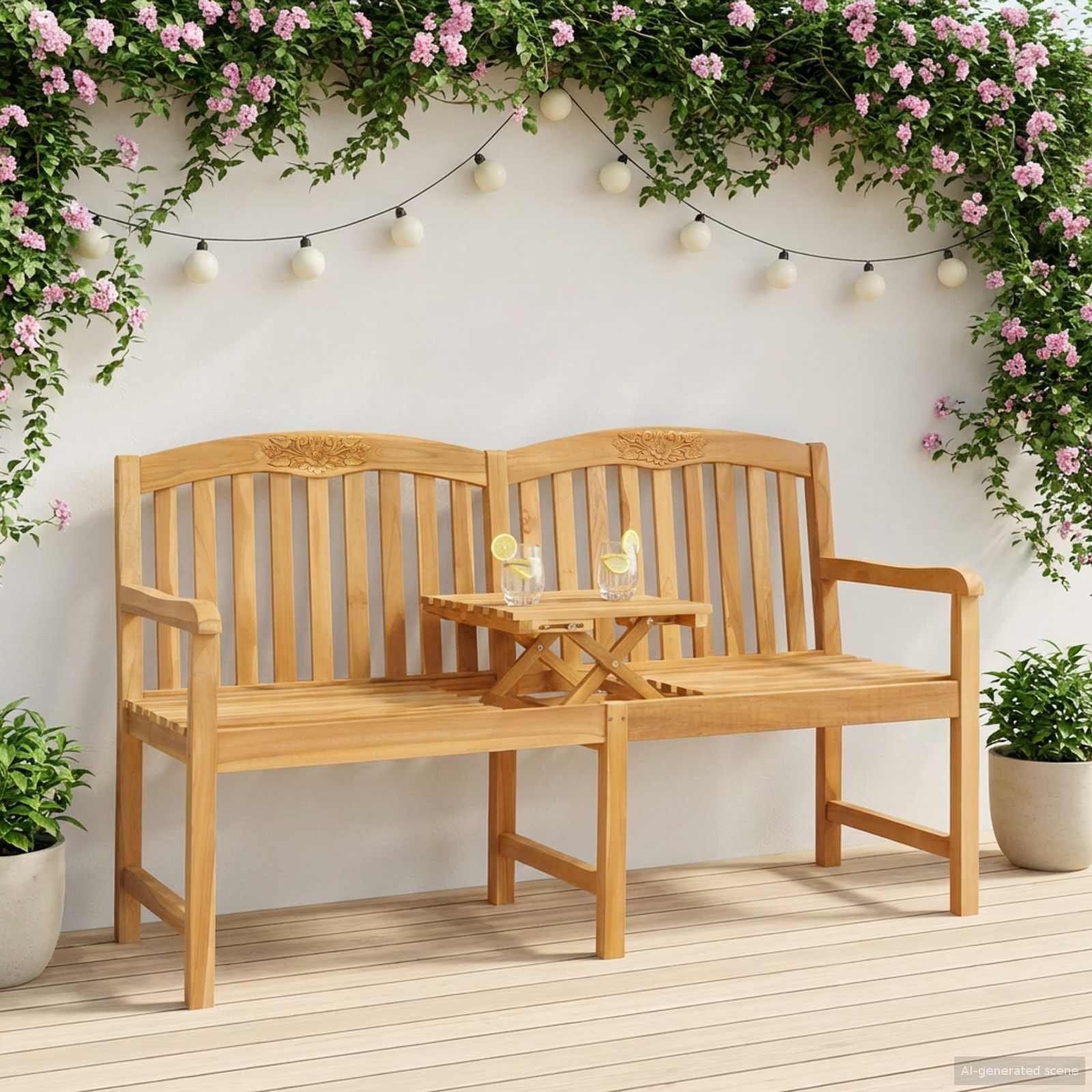 vidaXL Ręcznie rzeźbiona ławka różana naturalny 150,5 x 60 x 95 cm