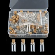 Inne - Hobbyworker 50 Szt. Mini Szklanych Butelek Z Korkowymi Gumowymi Pokrywkami I 50 Szt. Zakręcanej Szpilki Z Oczkiem, DIY Małe, Małe Szklane Słoiki - miniaturka - grafika 1