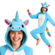 Stroje karnawałowe - Piżama Onesie Kigurumi Kostium Lazurowy Jednorożec M: 155-165cm - miniaturka - grafika 1