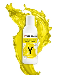 Tusz do drukarek spożywczych- Yellow 100 ml Food Colours - Dodatki do ciast w proszku - miniaturka - grafika 1