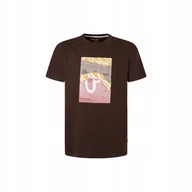 Koszulki męskie - PEPE JEANS KOSZULKA MĘSKA T-SHIRT KENELM BRĄZ r.L - miniaturka - grafika 1