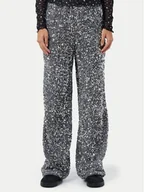 Spodnie damskie - Noisy May Spodnie materiałowe Mia 27032396 Srebrny Loose Fit - miniaturka - grafika 1
