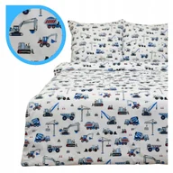 Pościel dla dzieci - Pościel Dziecięca 160x200 2 x 50x70 Koparki Niebieskie Na Białym Bawełna - miniaturka - grafika 1