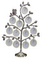 Ramki na zdjęcia - DRZEWKO Z RAMKAMI NA ZDJĘCIA 12 SZT. POSREBRZANE, SOWA GRAWER - miniaturka - grafika 1